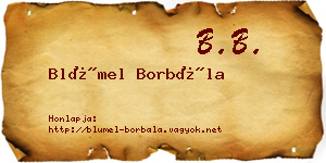 Blümel Borbála névjegykártya